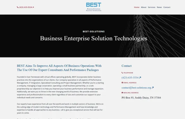 BEST Solutions production website screenshot.
