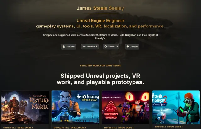 James Steele Seeley's Portfolio website screenshot.